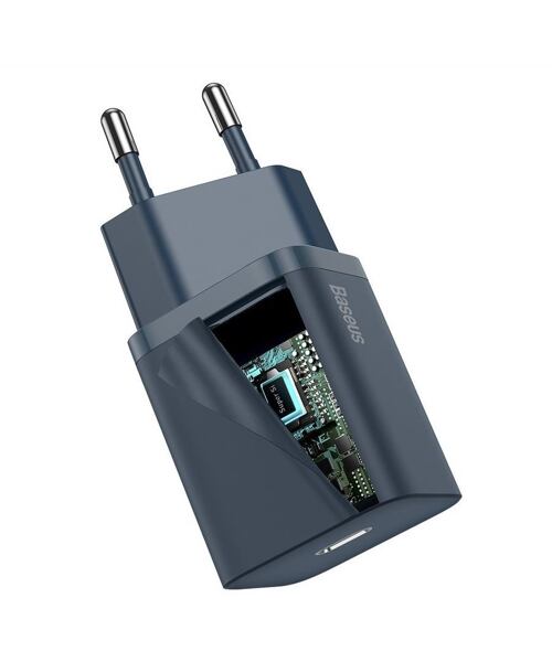 Baseus Travel Charger set Super Si 1C QC (With Simple Wisdom Cable Type-C to Lightning 1m) 20W EU Bl