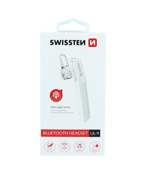 BLUETOOTH HEADSET SWISSTEN ULTRA LIGHT UL-9 BÍLÝ