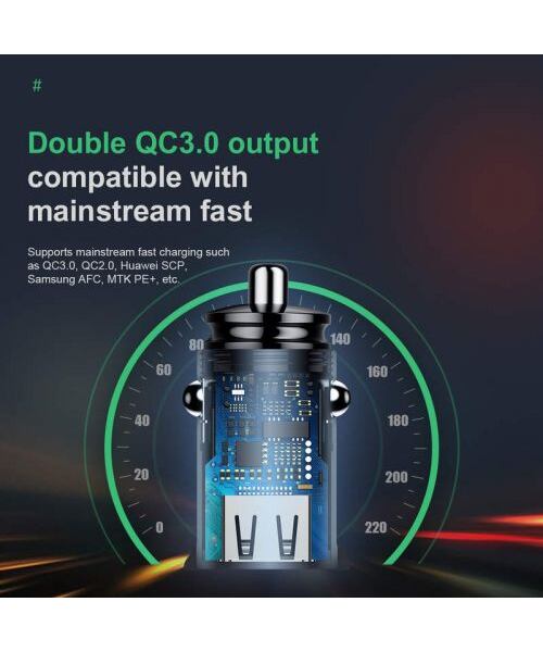 Baseus CCALL-YD01 Circular Nabíječka do Auta 2xUSB QC3.0 30W Black