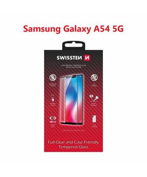 SKLO SWISSTEN FULL GLUE, COLOR FRAME, CASE FRIENDLY PRO SAMSUNG A546 GALAXY A54 5G ČERNÉ