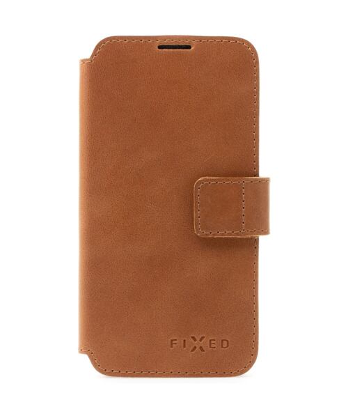 Kožené pouzdro typu kniha FIXED ProFit pro Apple iPhone 14, hnědé