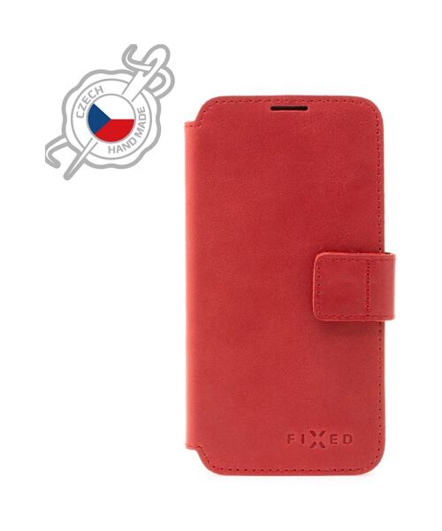Kožené pouzdro typu kniha FIXED ProFit pro Apple iPhone 13 Pro, červené