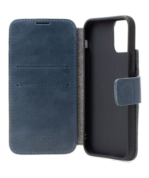 Kožené pouzdro typu kniha FIXED ProFit pro Apple iPhone 13 Pro, modré