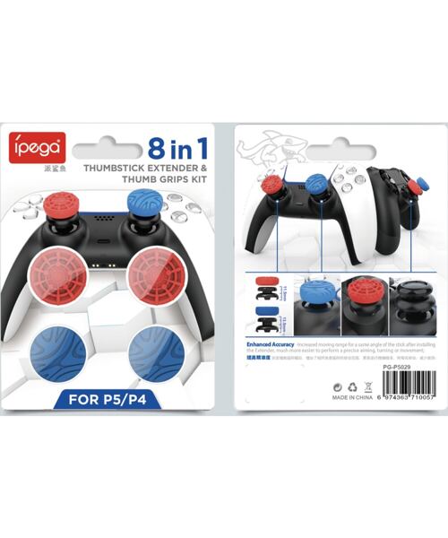 iPega P5029 Silikonové Krytky Ovládacích Páček pro PS5/PS4 4ks Red/Blue