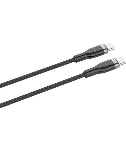 Krátký nabíjecí a datový opletený kabel FIXED s konektory USB-C/USB-C a podporou PD, 0.5m, USB 2.0,