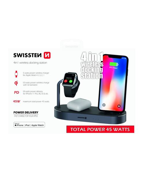 SWISSTEN BEZDRÁTOVÁ NABÍJEČKA 4v1 MFi (kompatibilní s MagSafe)
