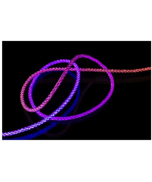 Svítící nabíjecí kabel FIXED s konektory USB-C/USB-C a podporou PD, 1,2 metr, 60W, duhový