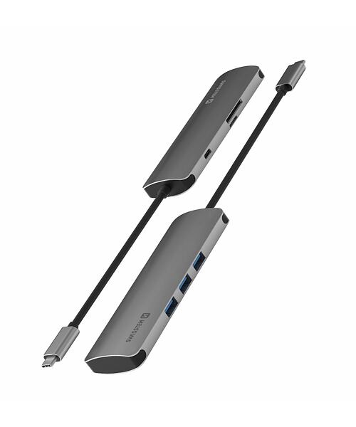 SWISSTEN USB-C HUB 6-IN-1 (USB-C PD, 3X USB 3.0, SD, MICRO SD) ALUMINIUM