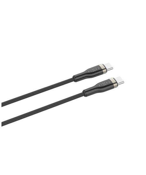 Krátký nabíjecí a datový opletený kabel FIXED s konektory USB-C/USB-C a podporou PD, 0.5m, USB 2.0,