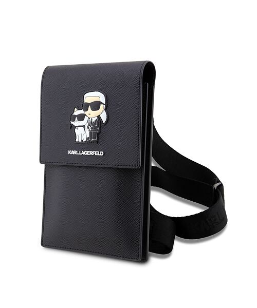 Karl Lagerfeld Saffiano Metal Logo NFT Taška na Telefon Black