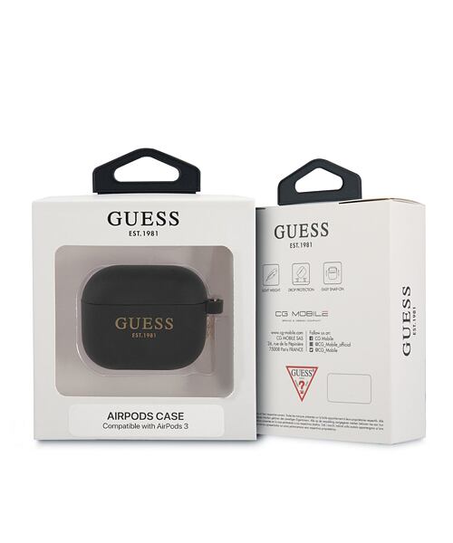 Guess 4G Charm Silikonové Pouzdro pro AirPods 3 Black