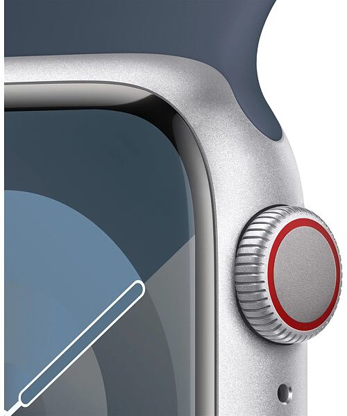 Apple Watch Series 9 GPS+Cellular 41mm S/M Silver Aluminium Case with Sport Band Storm Blue