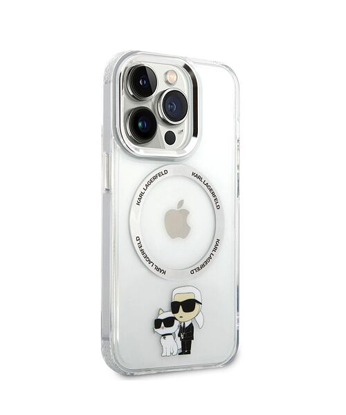 Karl Lagerfeld IML Karl and Choupette MagSafe Zadní Kryt pro iPhone 15 Pro Transparent