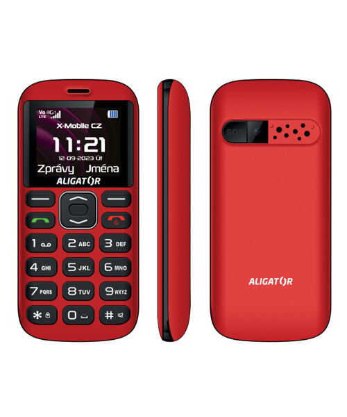 ALIGATOR A720 4G Senior červeno-černý + nabíjecí stojánek
