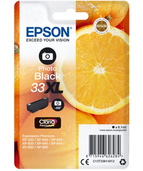 Epson Singlepack Photo Black 33XL Claria Prem. Ink