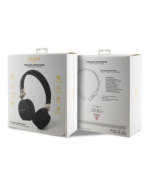 Guess PU Leather 4G Metal Logo BT5.3 Stereo Headphone Black