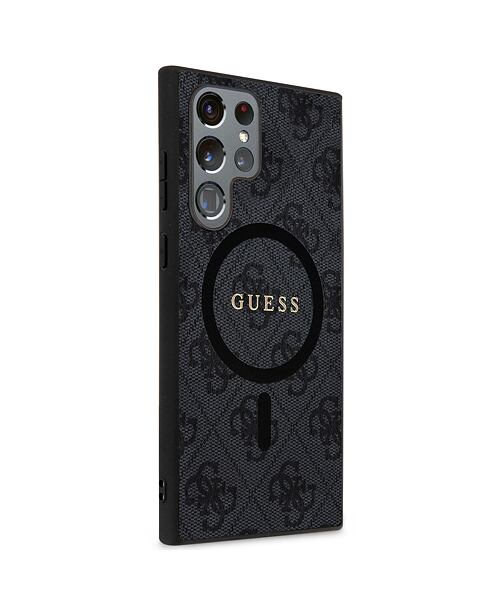 Guess PU Leather 4G Colored Ring MagSafe Zadní Kryt pro Samsung Galaxy S24 Ultra Black