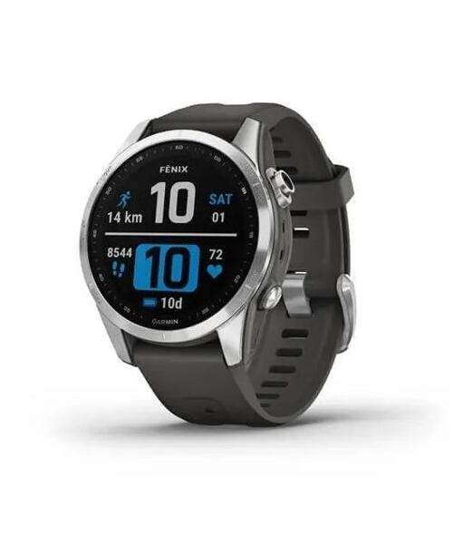 Garmin Fenix 7S Silver Graphite Silicone Band