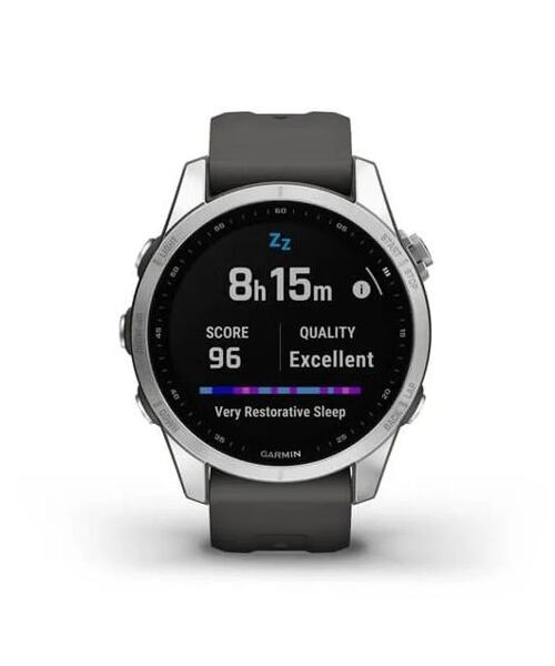 Garmin Fenix 7S Silver Graphite Silicone Band