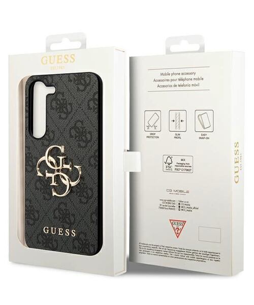 Guess PU 4G Metal Logo Zadní Kryt pro Samsung Galaxy A55 5G Grey