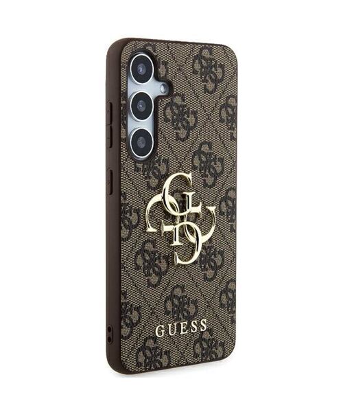 Guess PU 4G Metal Logo Zadní Kryt pro Samsung Galaxy A55 5G Brown