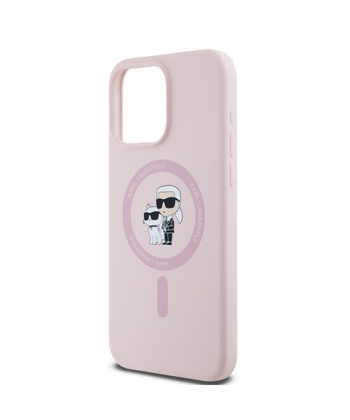 Karl Lagerfeld Liquid Silicone Karl and Choupette Magsafe Zadní Kryt pro iPhone 15 Pro Pink