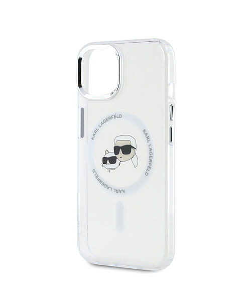 Karl Lagerfeld IML K&CH Heads Metal Frame MagSafe Zadní Kryt pro iPhone 14 Transparent