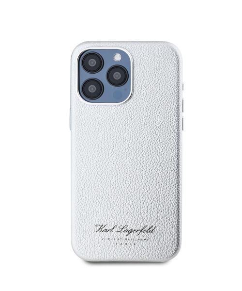 Karl Lagerfeld Grained PU Hotel RSG Zadní Kryt pro iPhone 15 Pro Grey