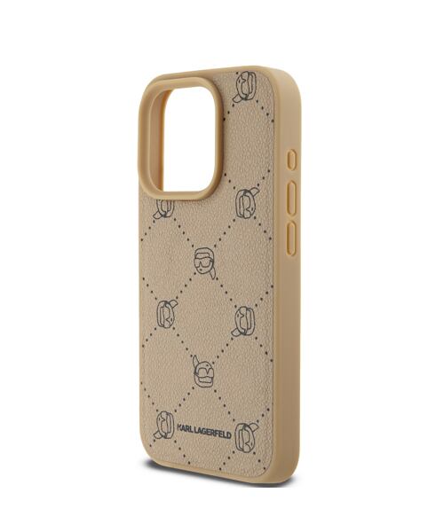 Karl Lagerfeld PU Karl Heads Pattern Magsafe Zadní Kryt pro iPhone 15 Pro Max Beige