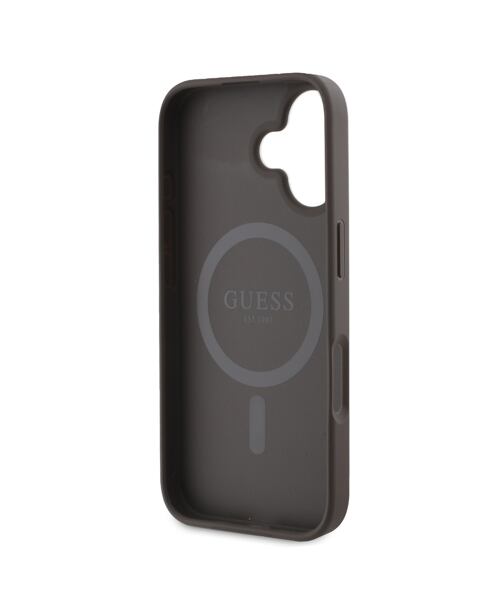 Guess PU Leather 4G Colored Ring MagSafe Zadní Kryt pro iPhone 16 Brown