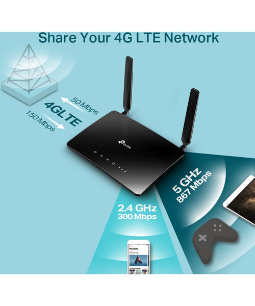 TP-Link Archer MR400 4G LTE WiFi AC1200 Router, 4xFE ports
