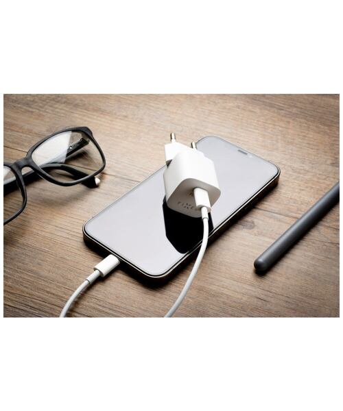 Set síťové nabíječky FIXED Mini s USB-C výstupem a USB-C/Lightning kabelu, podpora PD, 1.2 metr, MFI