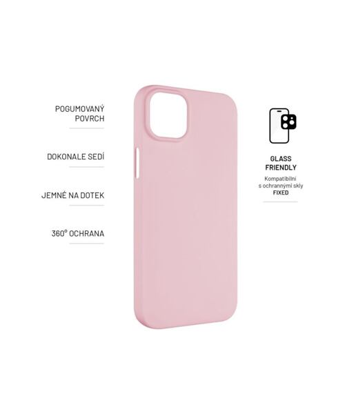 Zadní pogumovaný kryt FIXED Story pro Apple iPhone 15, růžový