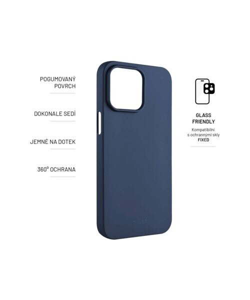 Zadní pogumovaný kryt FIXED Story pro Apple iPhone 15 Pro, modrý