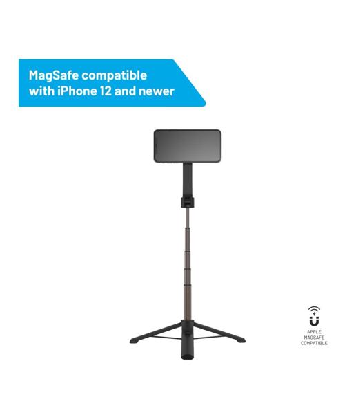Selfie stick s tripodem FIXED MagSnap s podporou MagSafe a bezdrátovou spouští, černý