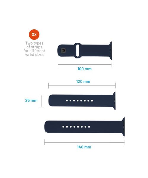 Set silikonových řemínků FIXED Silicone Sporty Strap pro Apple Watch Ultra 49mm, modrý