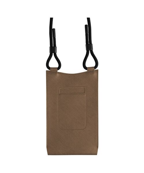 Taštička přes rameno s kapsou FIXED Verona s černou šňůrkou pro mobilní telefony do 7", kávová