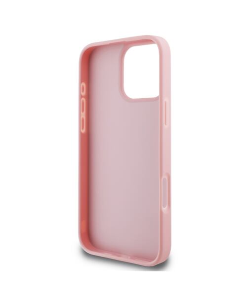 Guess PU Fixed Glitter 4G Metal Logo Zadní Kryt pro iPhone 16 Pro Pink