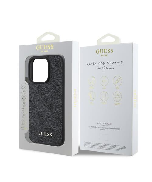 Guess 4G Charm Zadní Kryt pro iPhone 16 Pro Tone on Tone Grey
