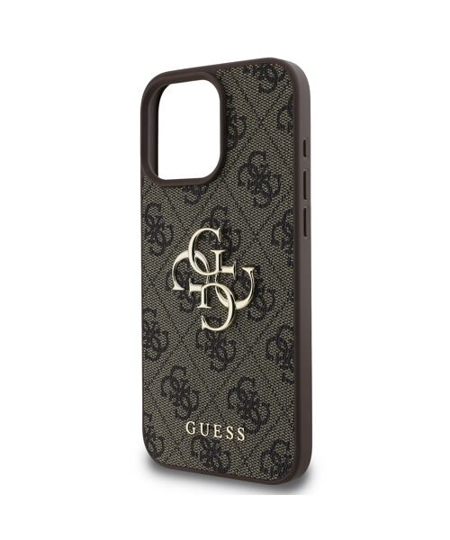 Guess PU 4G Metal Logo Zadní Kryt pro iPhone 16 Pro Max Brown