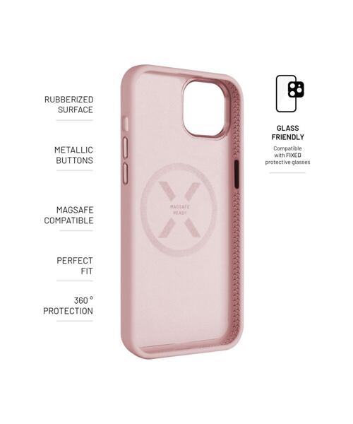 Zadní kryt FIXED MagFlow s podporou MagSafe pro Apple iPhone 16, růžový