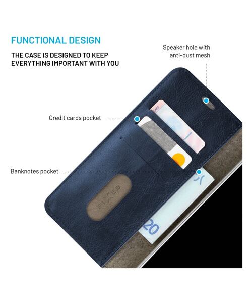 Pouzdro typu kniha FIXED Opus pro Apple iPhone 16, modré