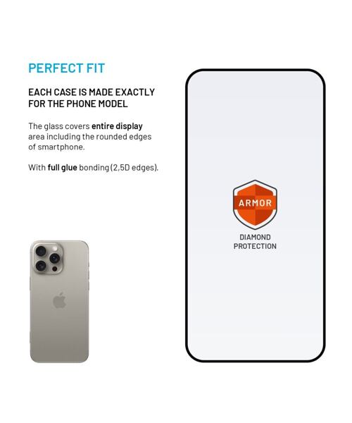 Ultra odolné tvrzené sklo FIXED Armor s Anti-dust aplikátorem a AR vrstvou pro Apple iPhone 16 Pro M