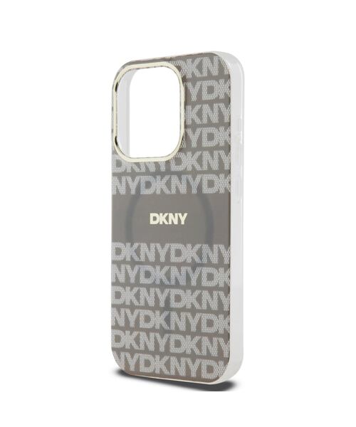 DKNY PC/TPU Repeat Pattern Tonal Stripe Magsafe Zadní Kryt pro iPhone 15 Pro Beige