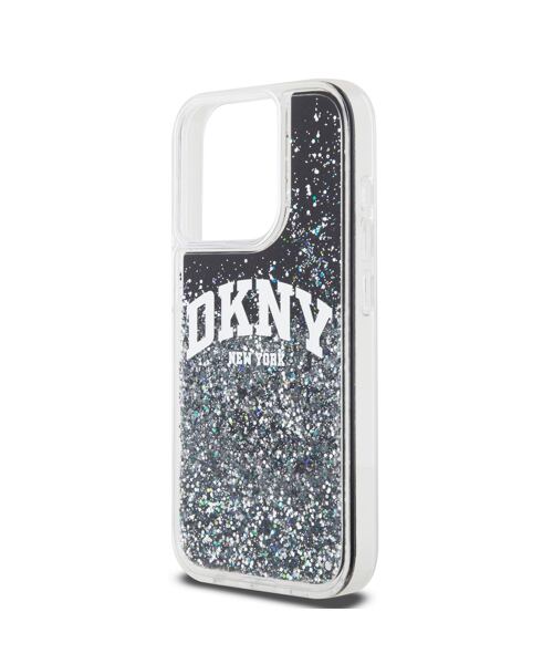 DKNY Liquid Glitter Arch Logo Zadní Kryt pro iPhone 15 Pro Black