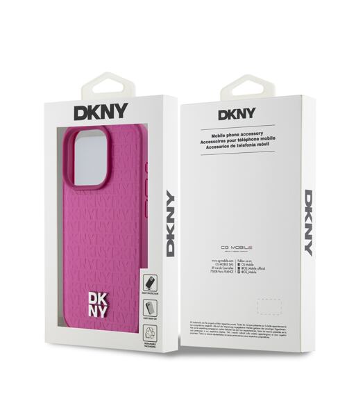 DKNY PU Leather Repeat Pattern Stack Logo Magsafe Zadní Kryt pro iPhone 15 Pro Max Pink
