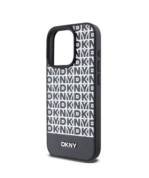 DKNY PU Leather Repeat Pattern Bottom Stripe MagSafe Zadní Kryt pro iPhone 15 Pro Max Black