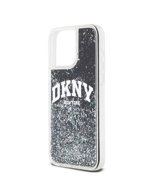 DKNY Liquid Glitter Arch Logo Zadní Kryt pro iPhone 14 Pro Black