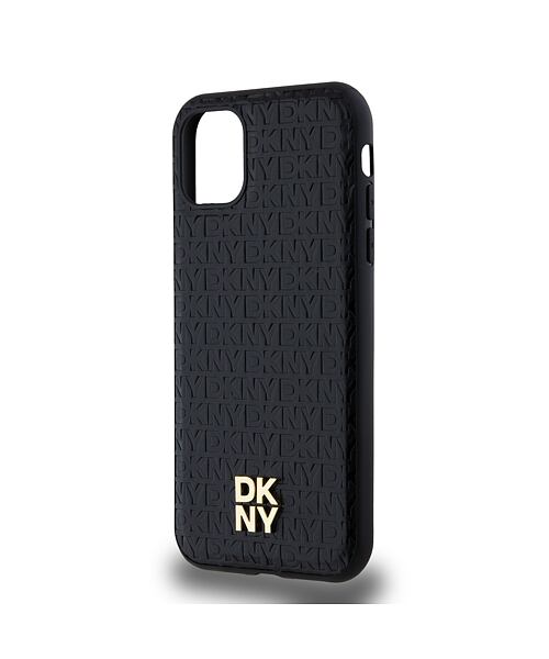 DKNY PU Leather Repeat Pattern Stack Logo Magsafe Zadní Kryt pro iPhone 11 Black
