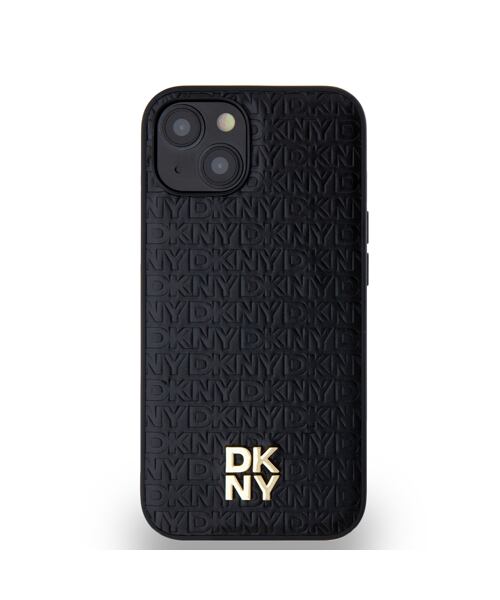 DKNY PU Leather Repeat Pattern Stack Logo Magsafe Zadní Kryt pro iPhone 15 Black